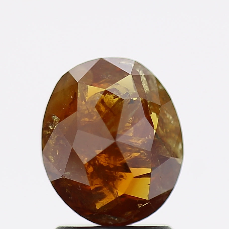 1.72 Carat Natural Cognac Brown Oval Salt and Pepper Diamond 8.2 MM