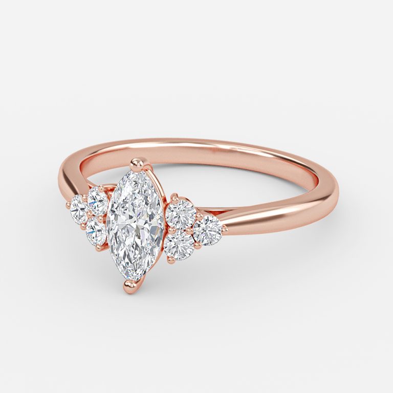 Nika Marquise Cluster Engagement Ring 14K / 18K Solid Gold