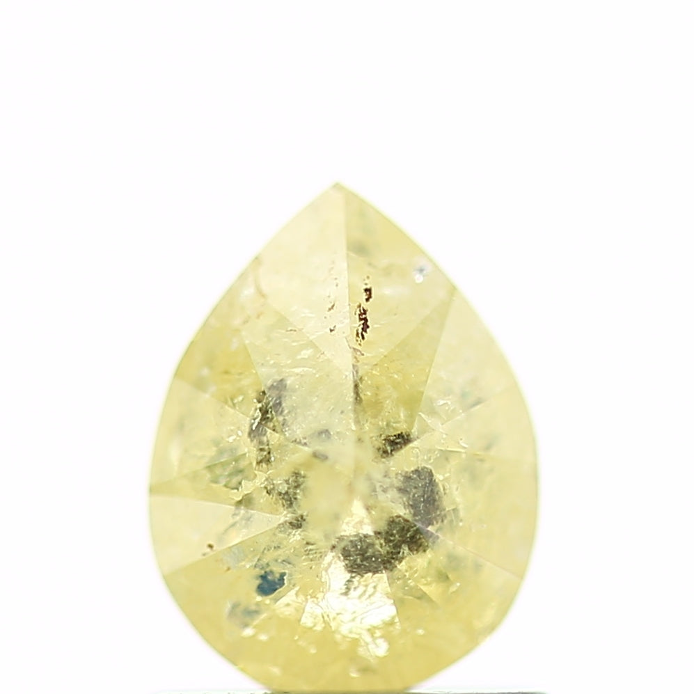 0.91 Carat Fancy Yellow Pear Salt and Pepper Diamond 7.13 MM