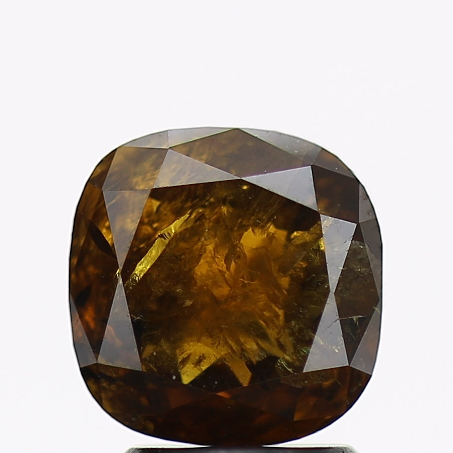 2.45 Carat Natural Cushion Salt and Pepper Diamond Fancy Brown 7.7 MM