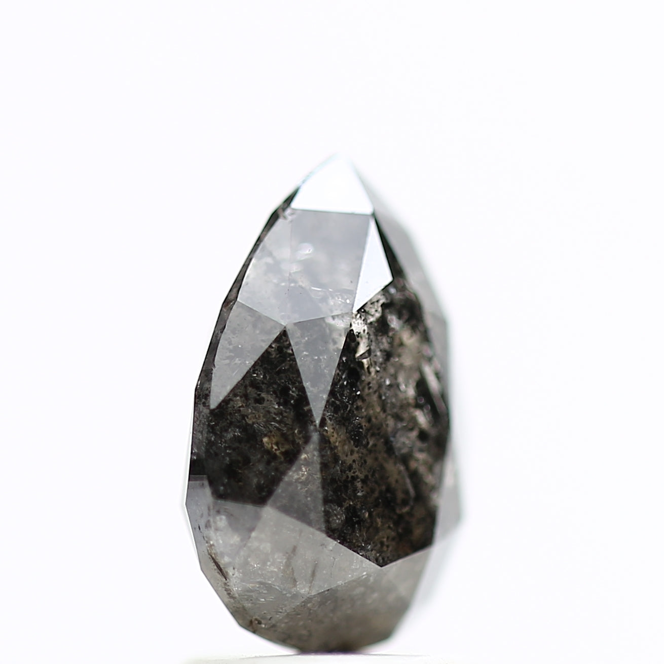 2.02 Carat Salt & Pepper Pear Diamond Double Cut Diamond 9.38 MM