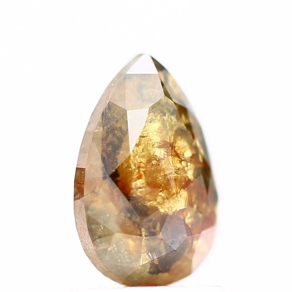 1 Carat Salt and Pepper Diamond Natural Orange Pear 7.85 MM
