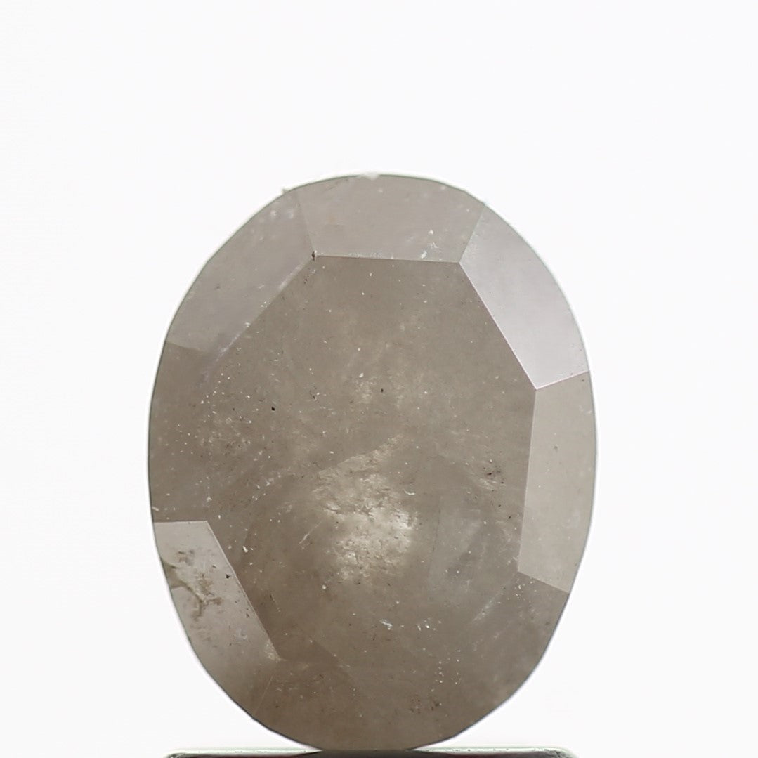 1.51 Carat Fancy Gray Oval Rose Cut Salt Pepper Diamond 7.80 MM