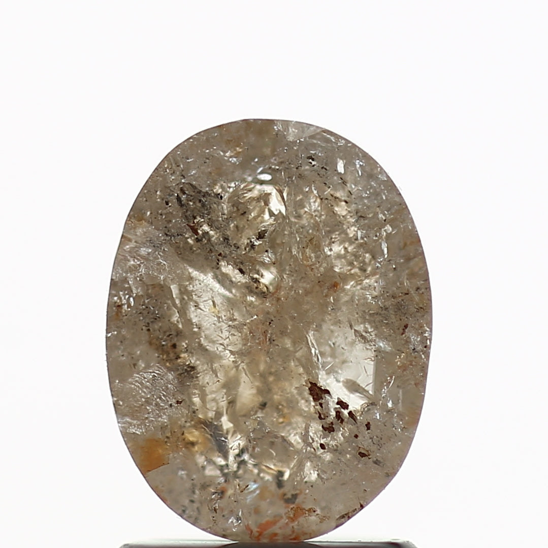 1.37 Carat Oval Gray Natural Salt and Pepper Loose Diamond 7.9 MM