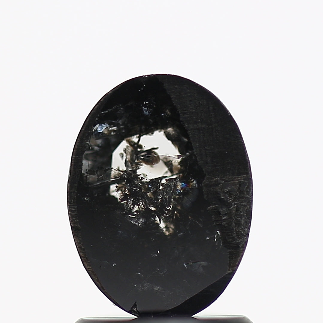 0.94 Carat Oval Rose Cut Natural Black Diamond 8 MM