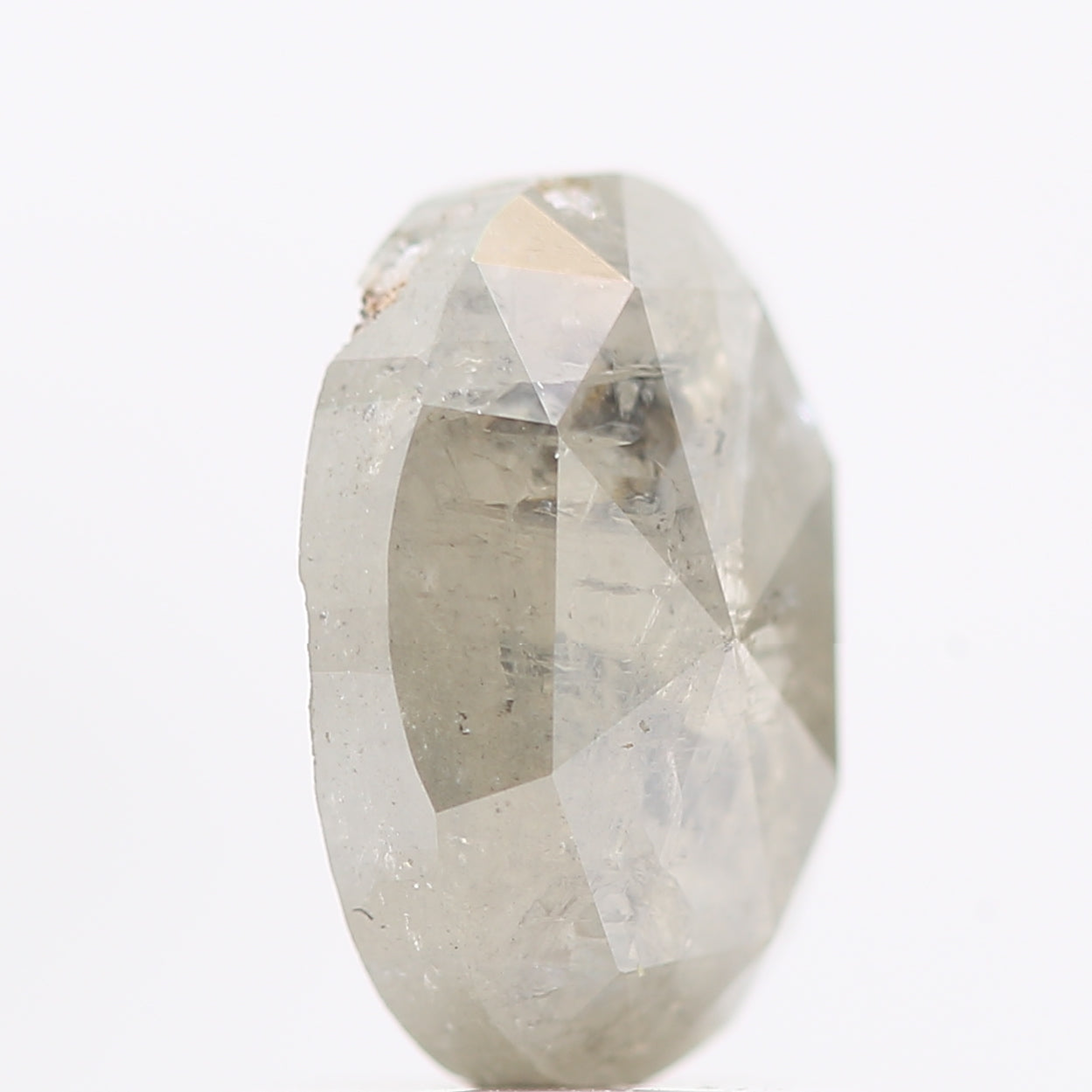 1.10 Carat Oval Rose Cut Salt and Pepper Diamond 7.60 MM