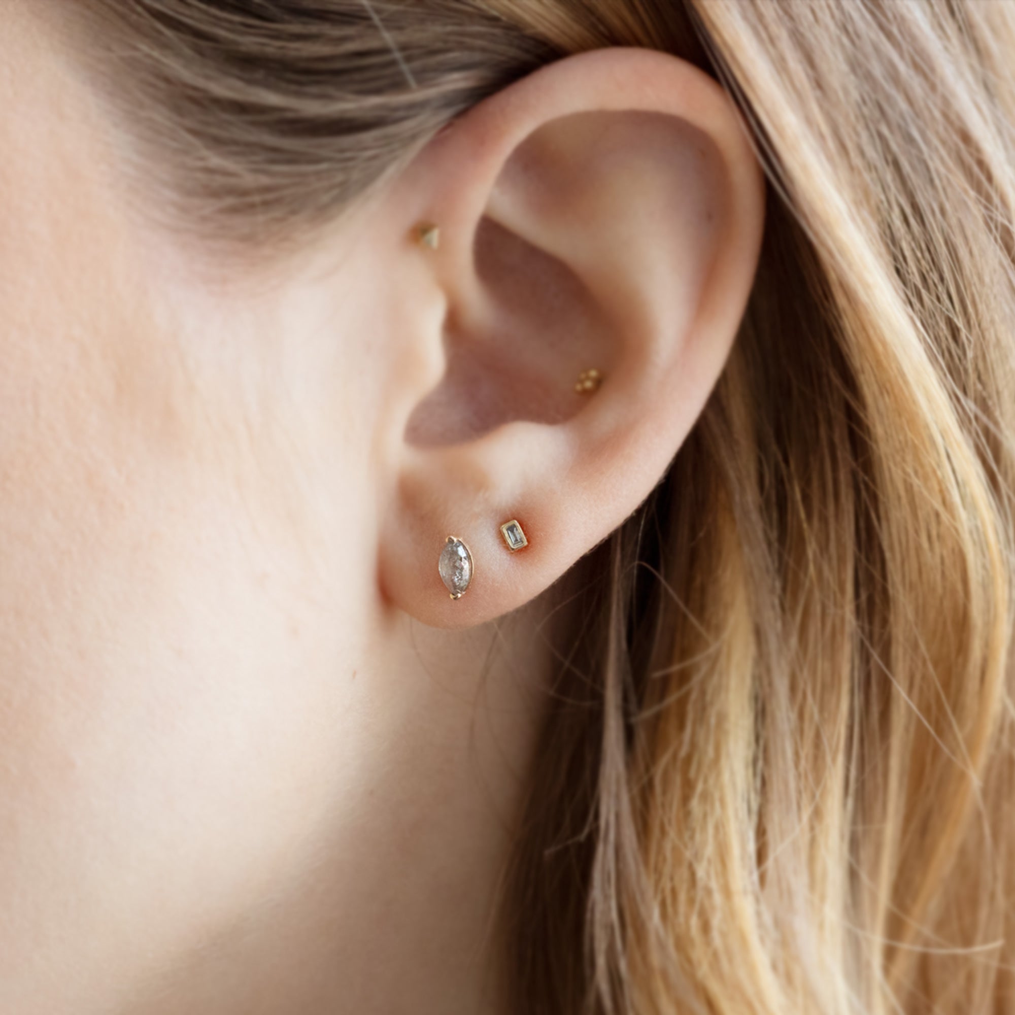 0.50 Carat Salt and Pepper Marquise Diamond Earrings