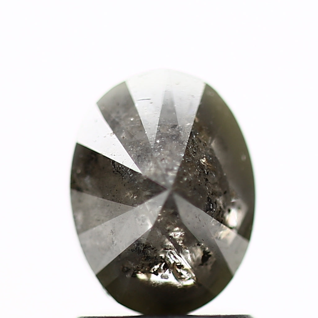 1.30 Carat Natural Gray Oval Cut Rustic Diamond 7.60 MM
