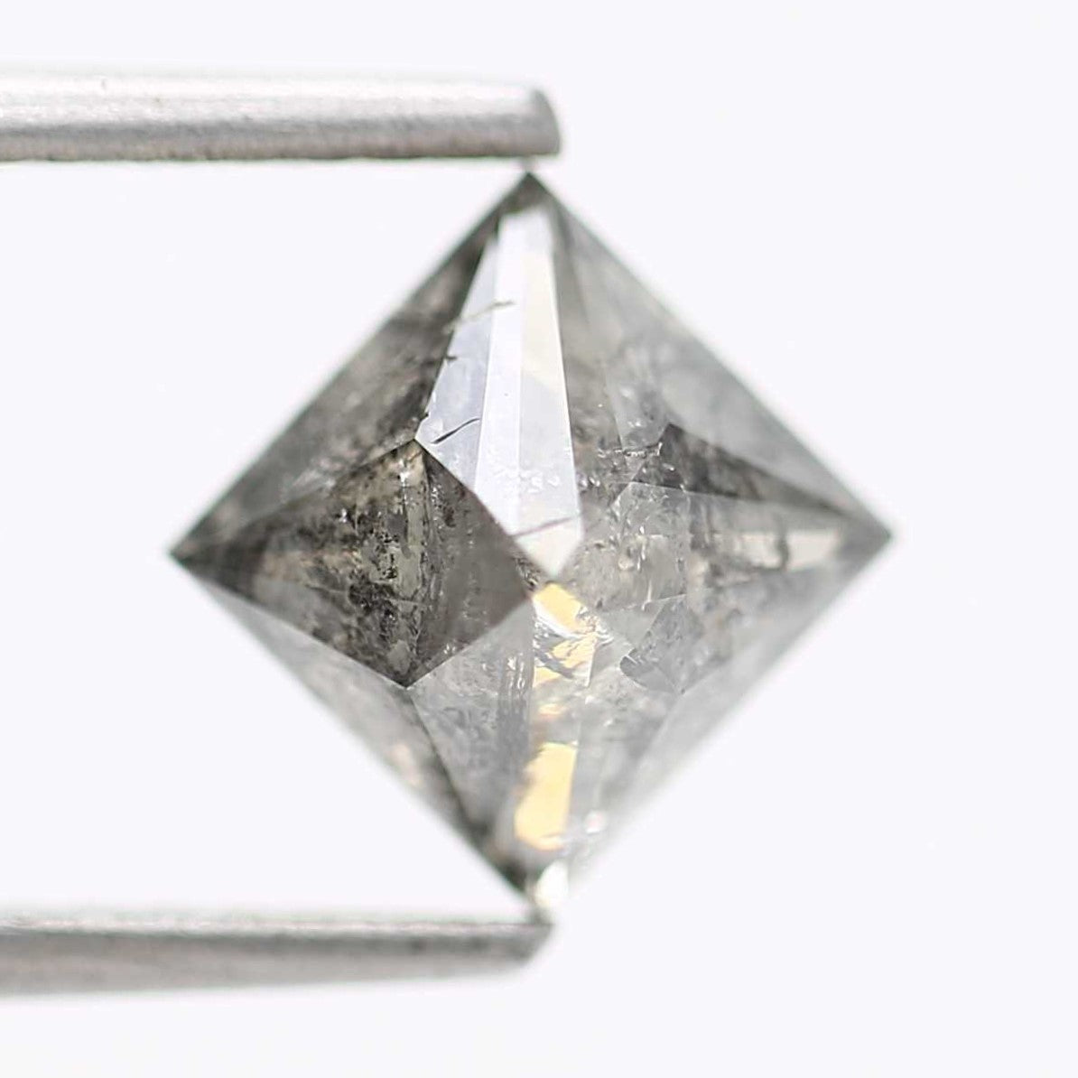 1.25 Carat 5.85 MM Natural Gray Princess Cut Salt and Pepper Diamond - Blackdiamond