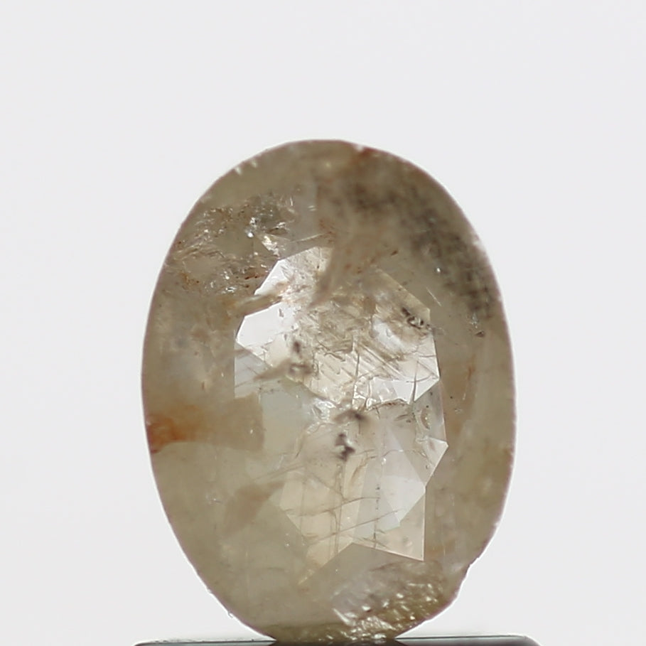 0.60 Carat Oval Rose Cut Salt and Pepper Diamond 6.9 MM