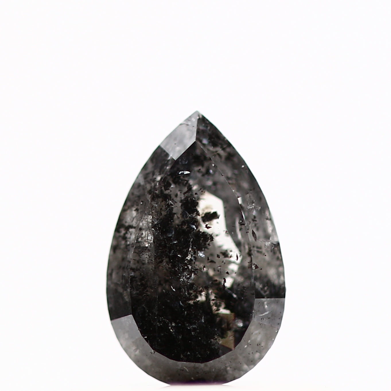 0.40 Carat Natural Gray Color Pear Salt and Pepper Diamond 5.73 MM