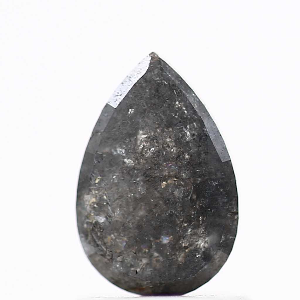 0.94 Carat Natural Pear Salt and Pepper Diamond 7.95 MM