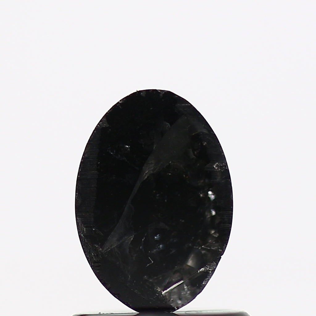 0.69 Carat Oval Rose Cut Natural Black Diamond 7 MM