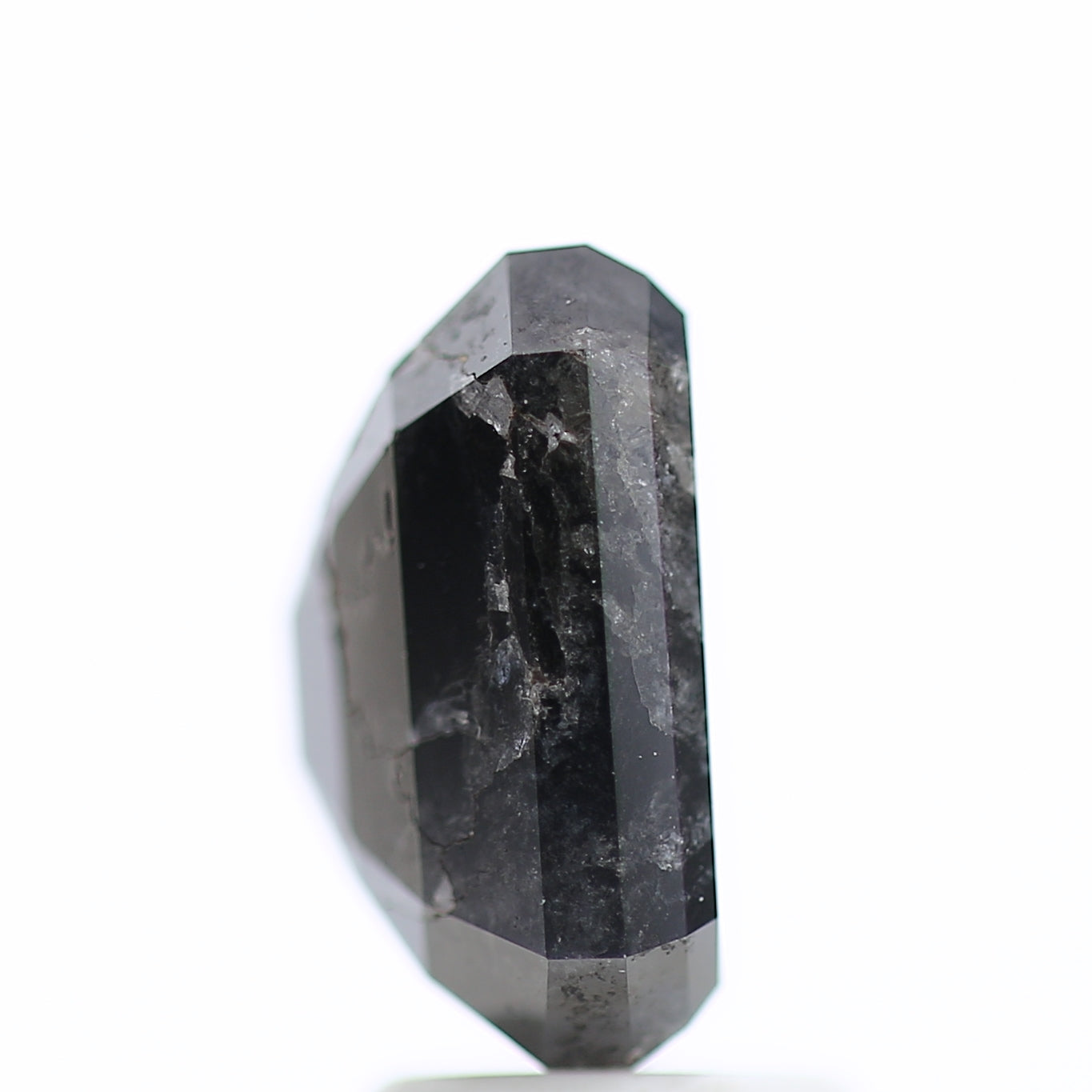 4 Carat Natural Emerald Cut Black Salt And Pepper Diamond 9.74 MM