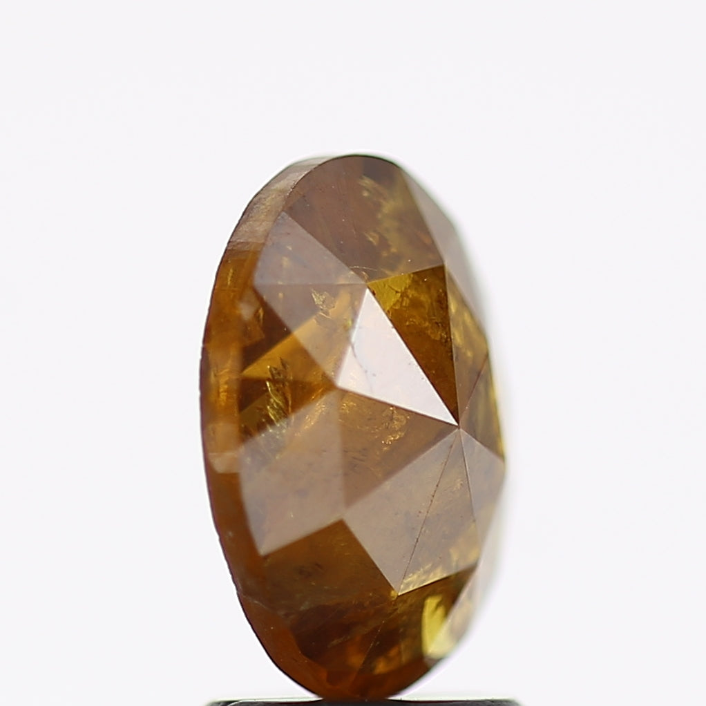 1.88 Carat Natural Yellow Rosecut Oval Salt and Pepper Diamond 9.6 MM