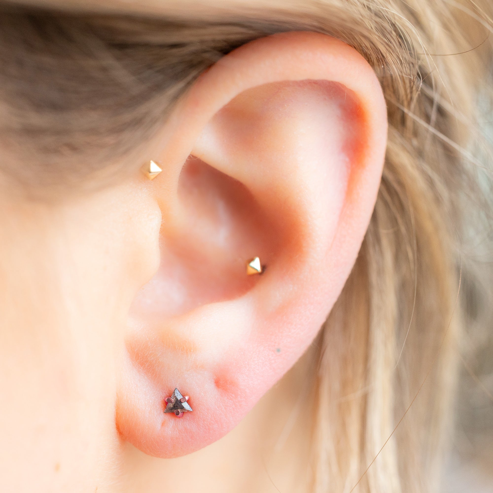 0.50 Carat Salt and Pepper Diamond Triangle Stud Earrings