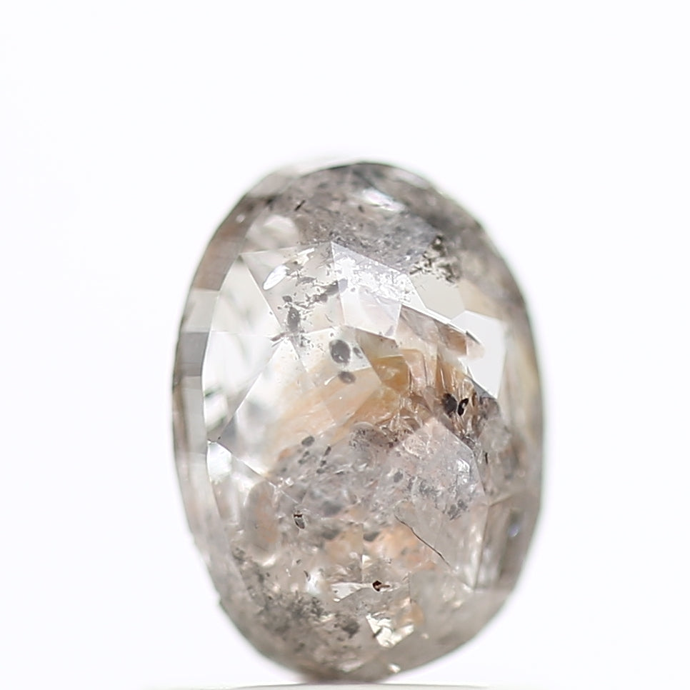 1 Ct Salt and Pepper Diamond Oval Natural Rose Cut 7.13 MM