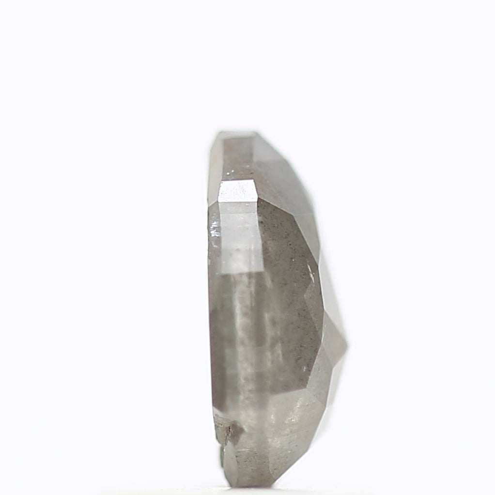 0.90 Carat Natural Gray Pear Rose Cut Salt Pepper Diamond 7 MM