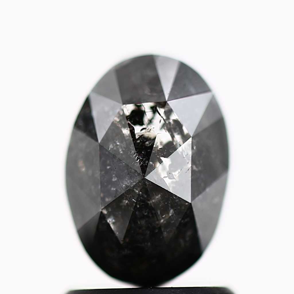 1.65 Carat Rose Oval Cut Salt and Pepper Diamond 7.86 MM