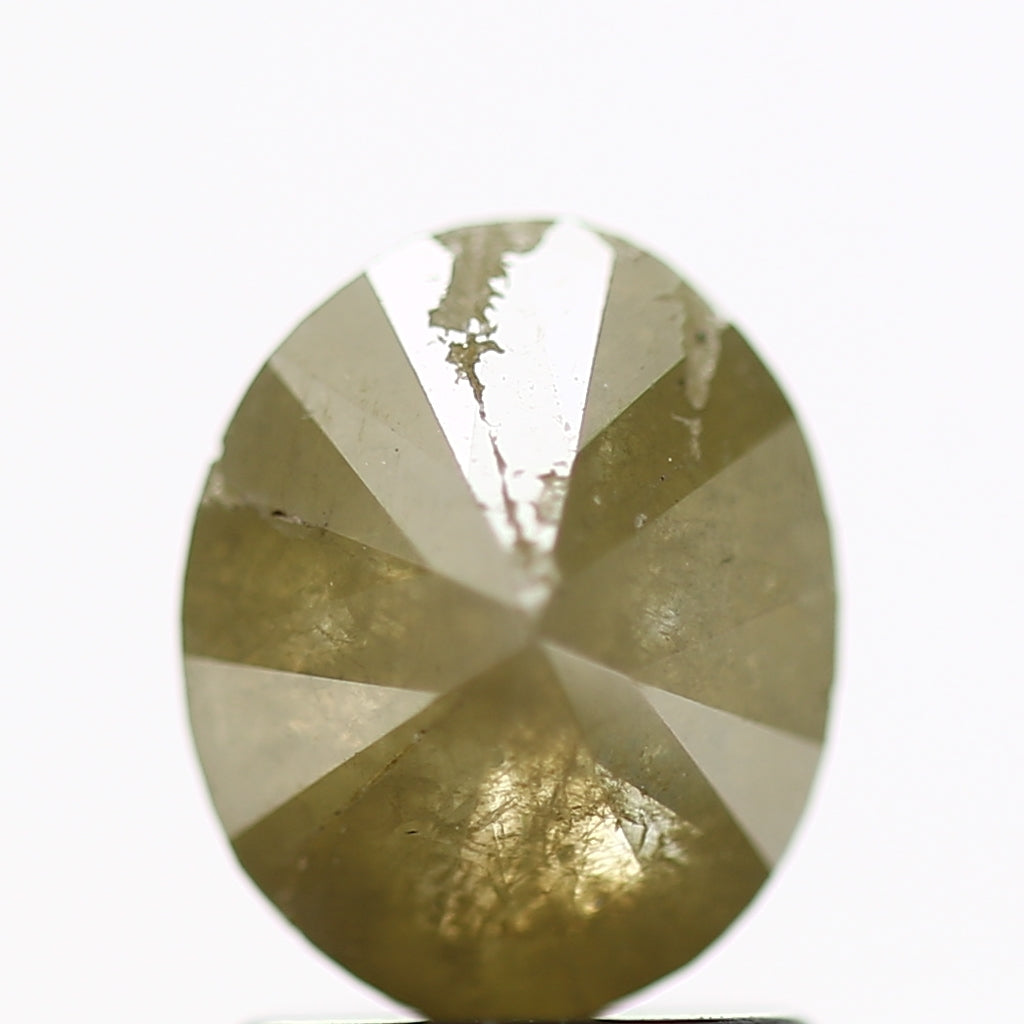 1.79 Carat Oval Green Salt and Pepper Diamond 7.8 MM