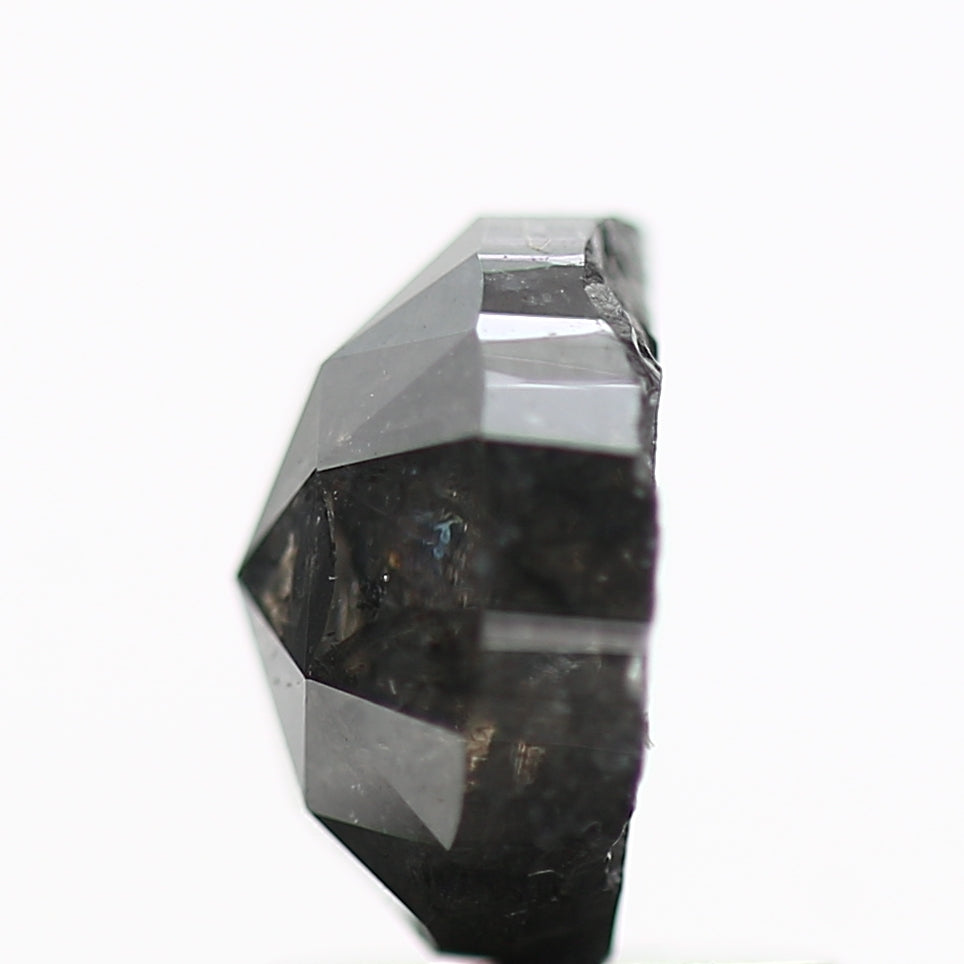 1.43 Carat Oval Rose Cut Natural Gray Salt and Pepper Loose Diamond 7.2 MM