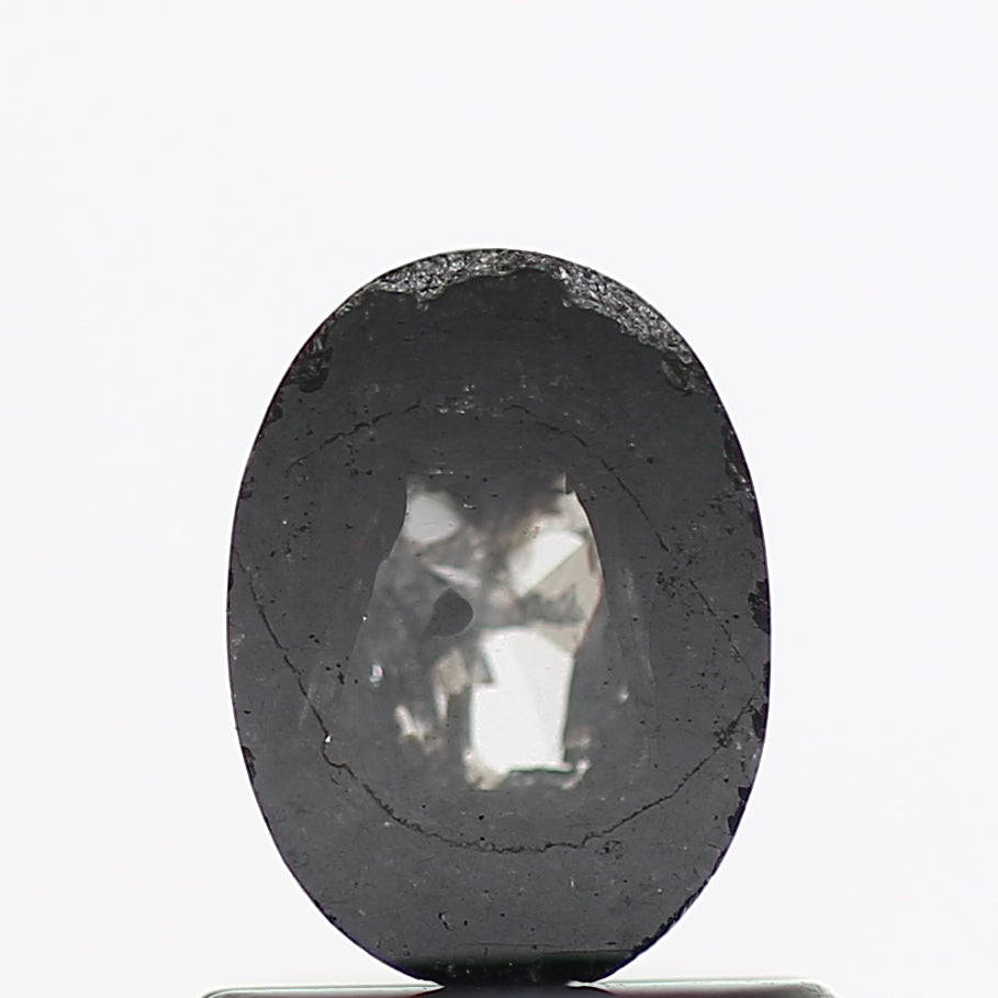 0.83 Carat Black Oval Rose Cut Natural Diamond 6.5 MM