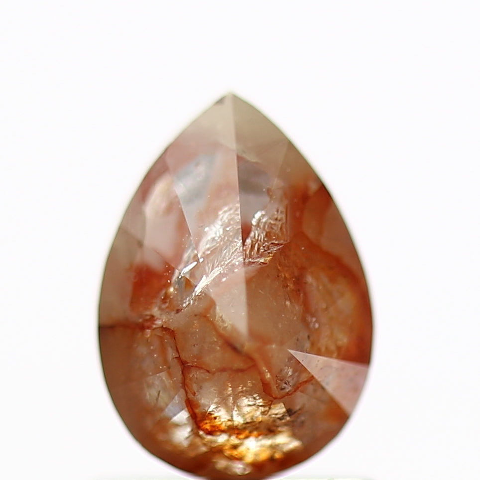 1.19 Carat Fancy Orange Rustic Pear Diamond 7.42 MM