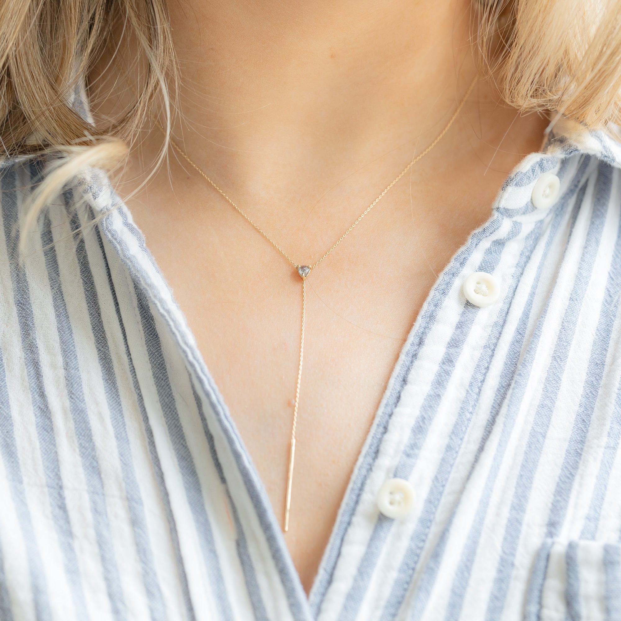 0.30 Carat Salt and Pepper Diamond Trillion Necklace