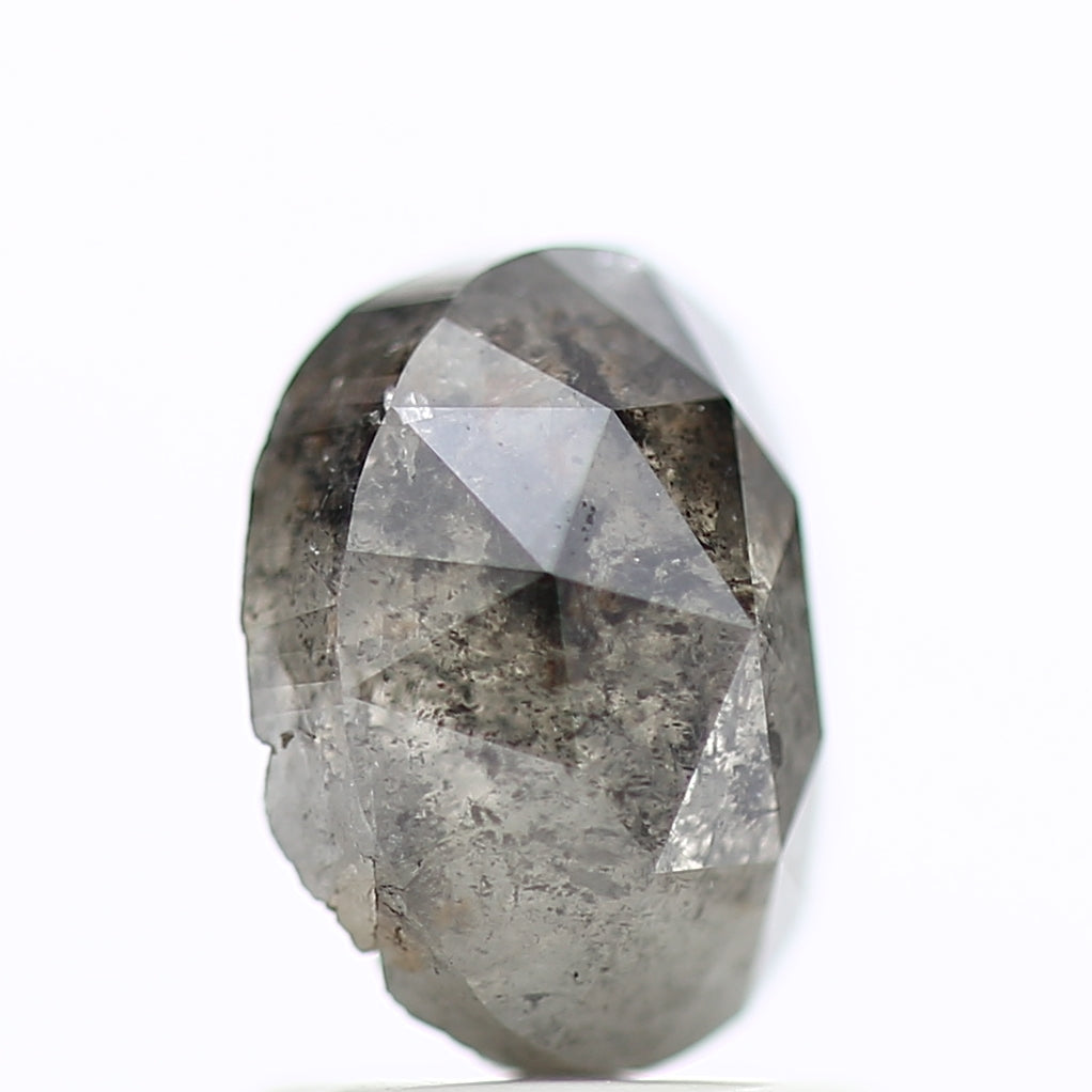 1.54 Carat Natural Gray Oval Rose Cut Salt And Pepper Diamond 7.42 MM