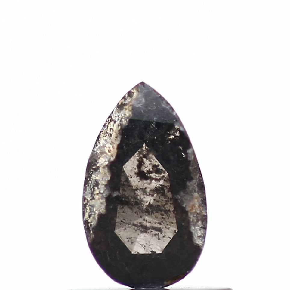 0.53 Carat Natural Pear Rose Cut Gray Salt and Pepper Diamond SDM166