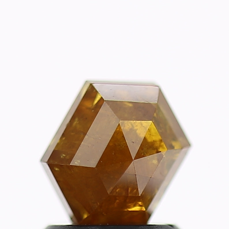 1.21 Carat Natural Orange Yellow Hexagon Salt and Pepper Diamond 6.9 MM