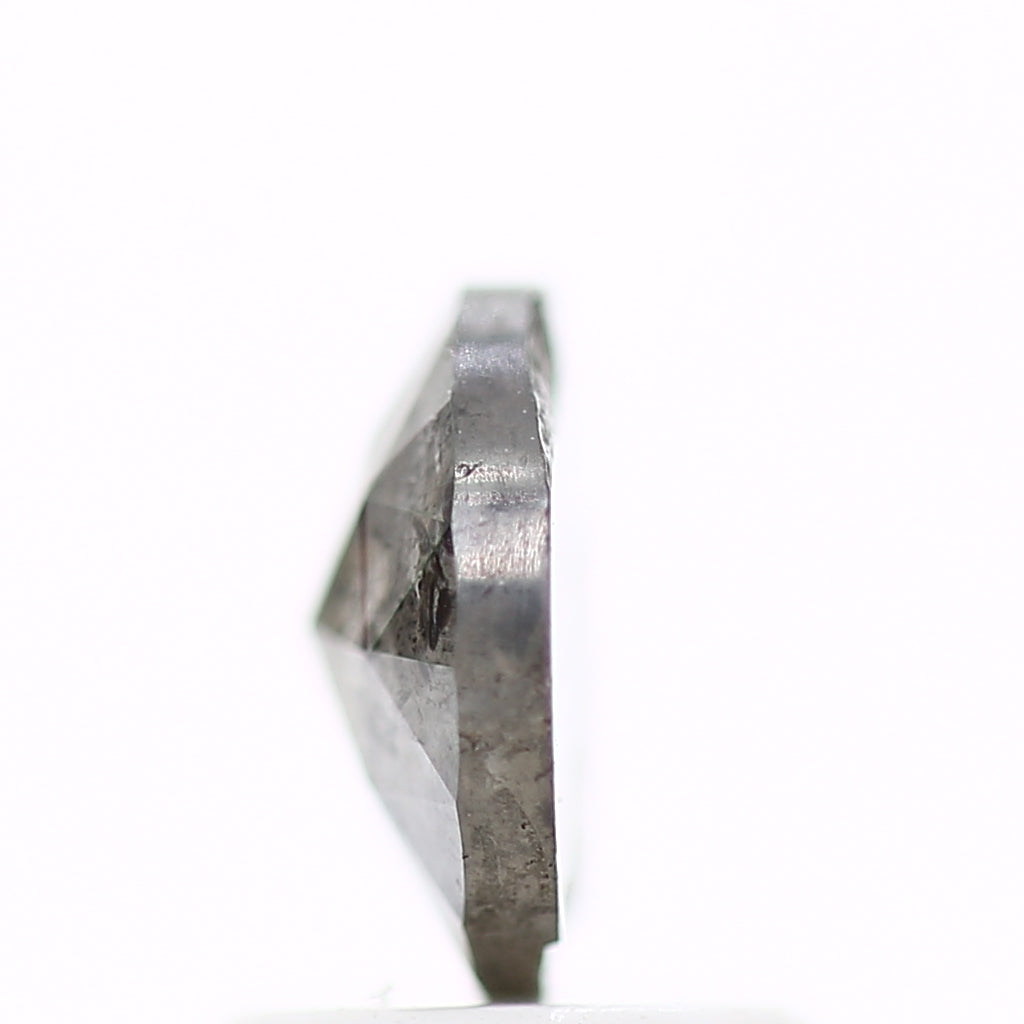 0.98 Carat 6.9 MM Natural Gray Rose Cut Salt and Pepper Diamond - Blackdiamond