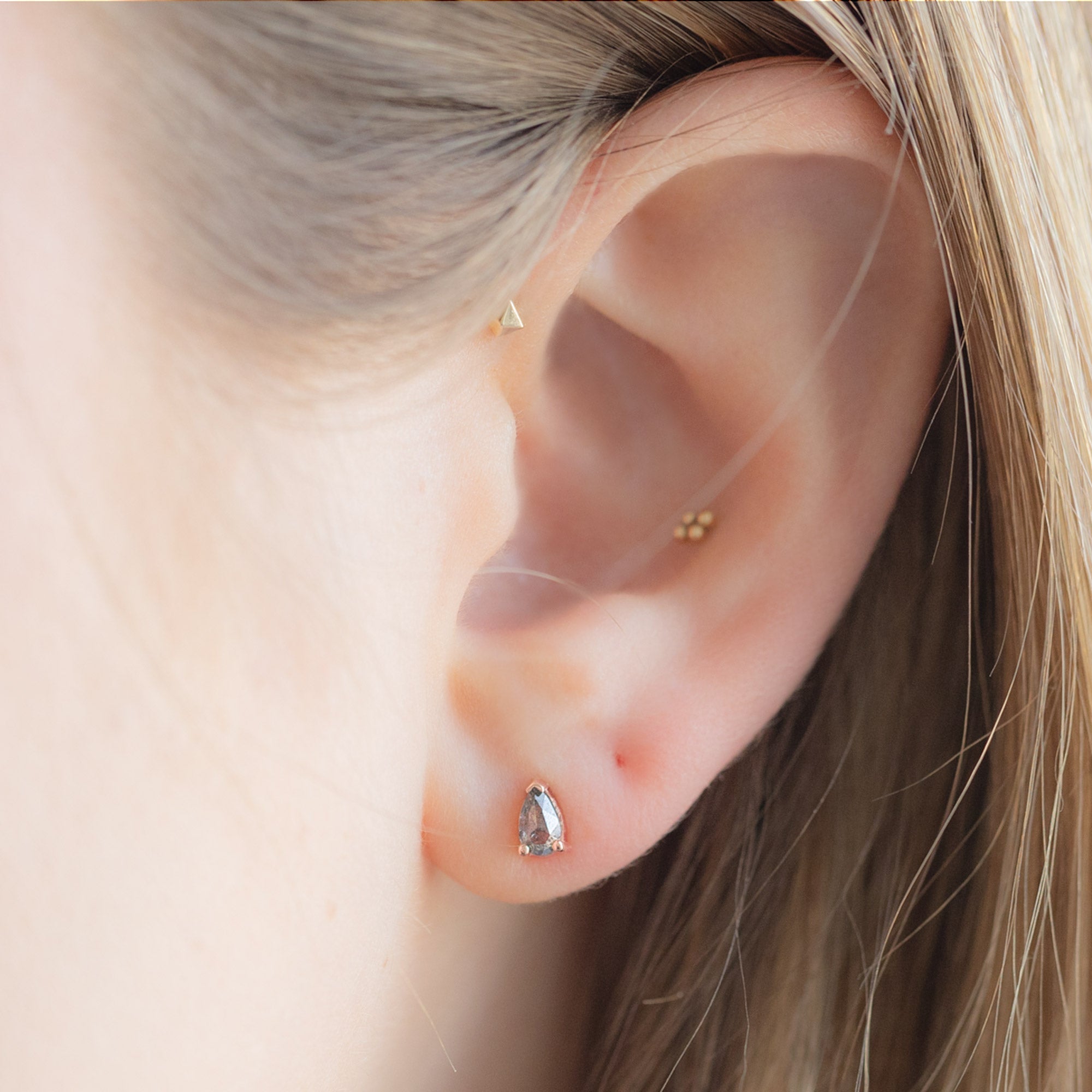0.65 Carat Rose Cut Salt and Pepper Diamond Stud Earrings