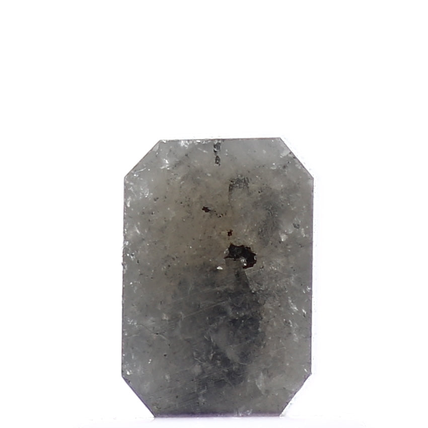 0.63 Carat 3.7 MM Natural Rustic Gray Emerald Shape Loose Diamond - Blackdiamond