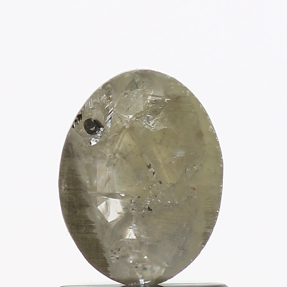 0.76 Carat Rose Cut Gray Oval Shape Natural Diamond 7 MM