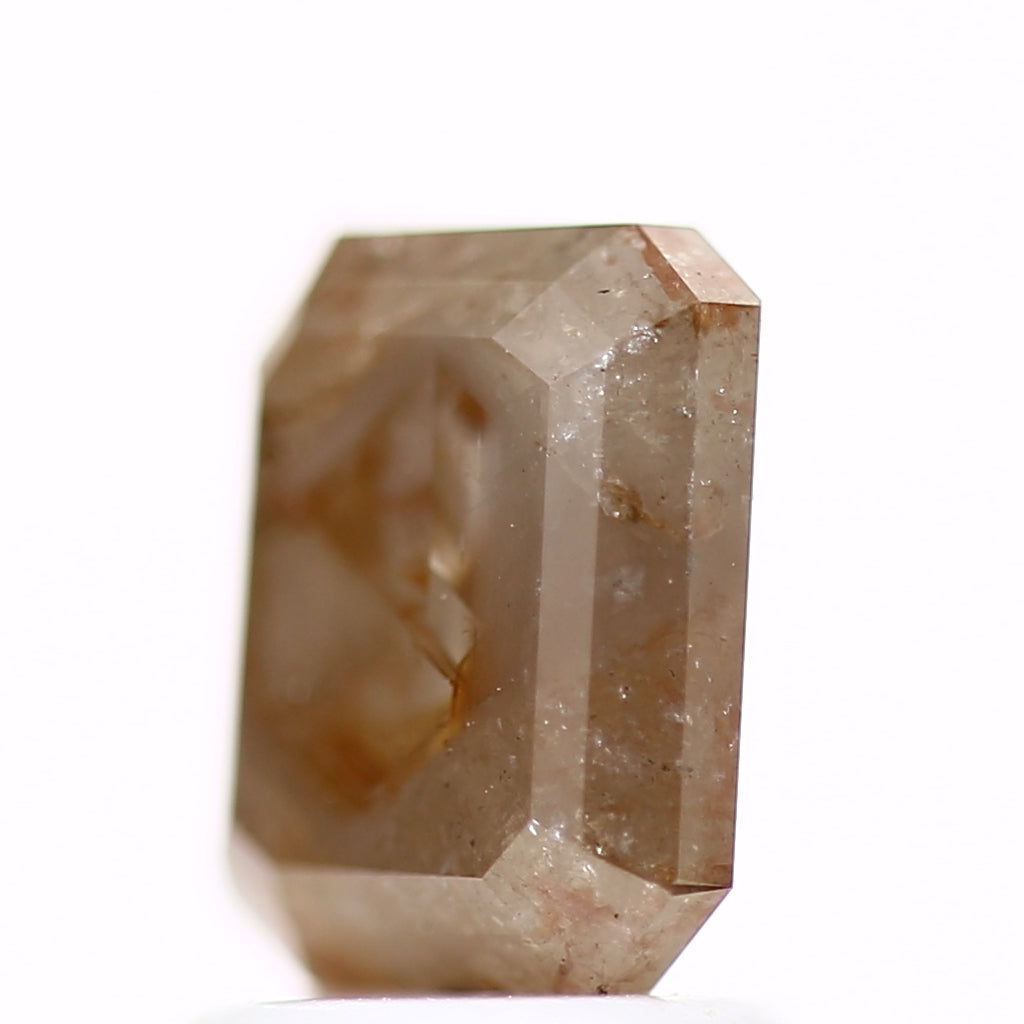 1.96 Carat 7.40 MM Emerald Cut Orange Natural Loose Rustic Diamond - Blackdiamond