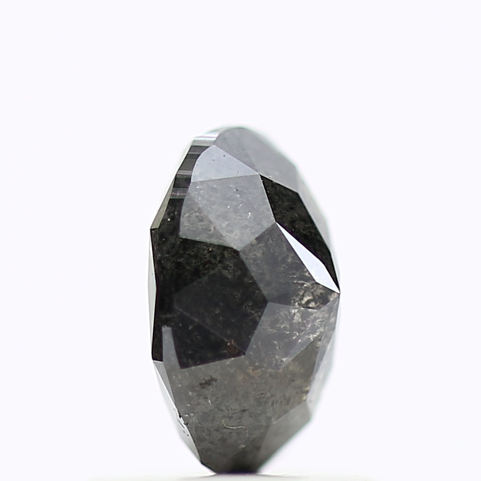 0.84 Carat Natural Oval Stones For Black Speckled Diamond Ring 6.75 MM