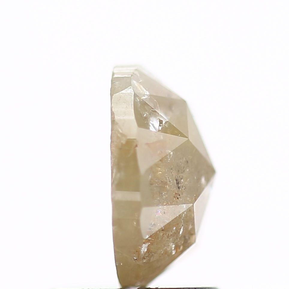 1.04 Carat Natural Rose Cut Rustic Oval Yellow Diamond 7.2 MM