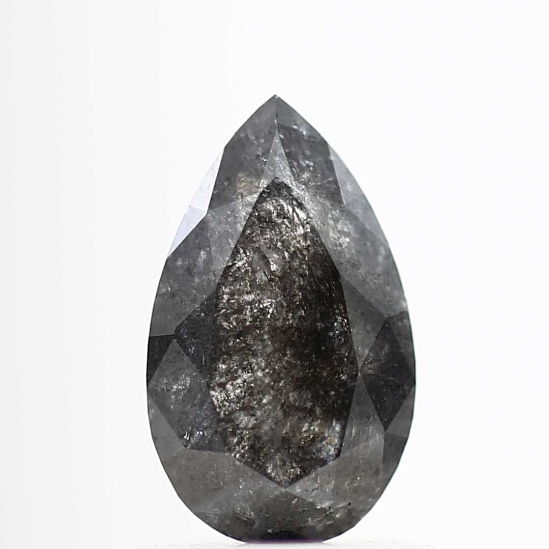 1.06 Carat Pear Loose Salt and Pepper Diamond 8.47 MM