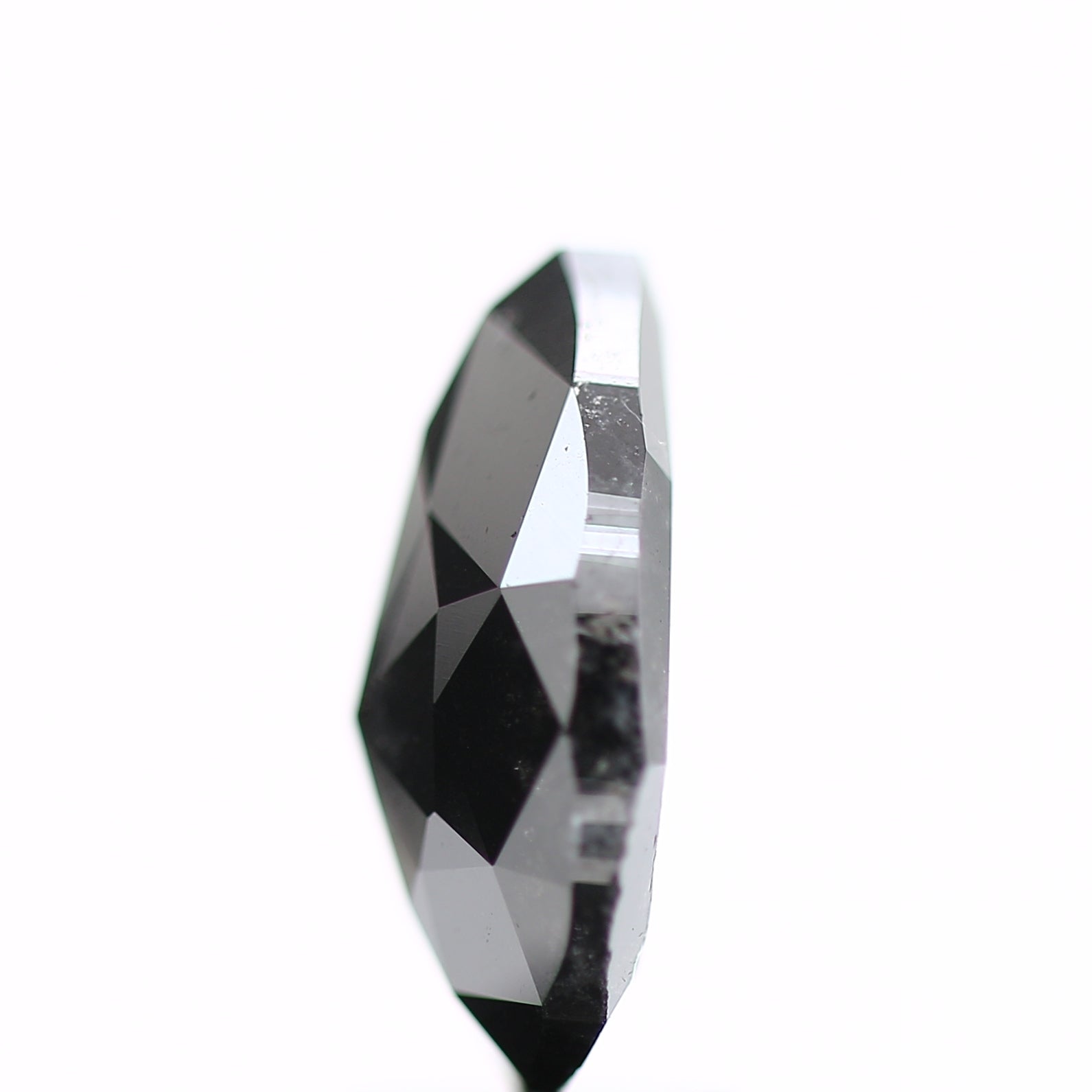 3.39 Carat Rose Cut Pear Salt and Pepper Black Diamond 11.76 MM