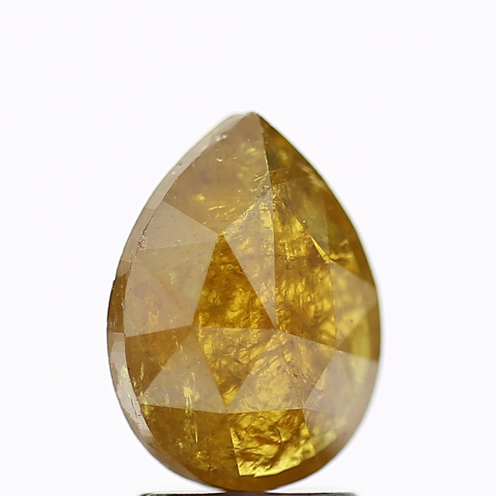 1.91 Carat Pear Salt and Pepper Diamond Fancy Yellow 9.60 MM