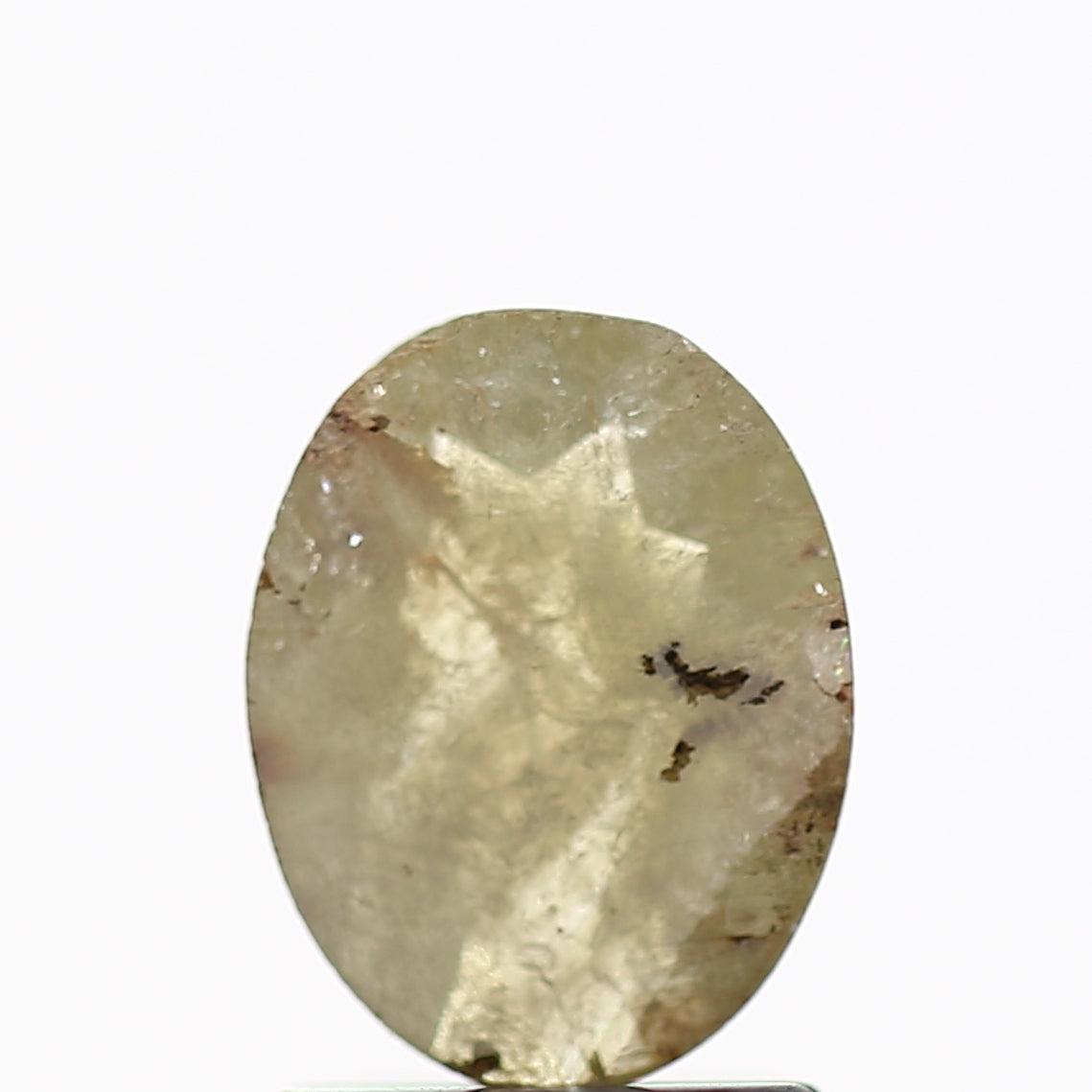 0.82 Carat Natural Rose Cut Oval Yellow Diamond 7.9 MM