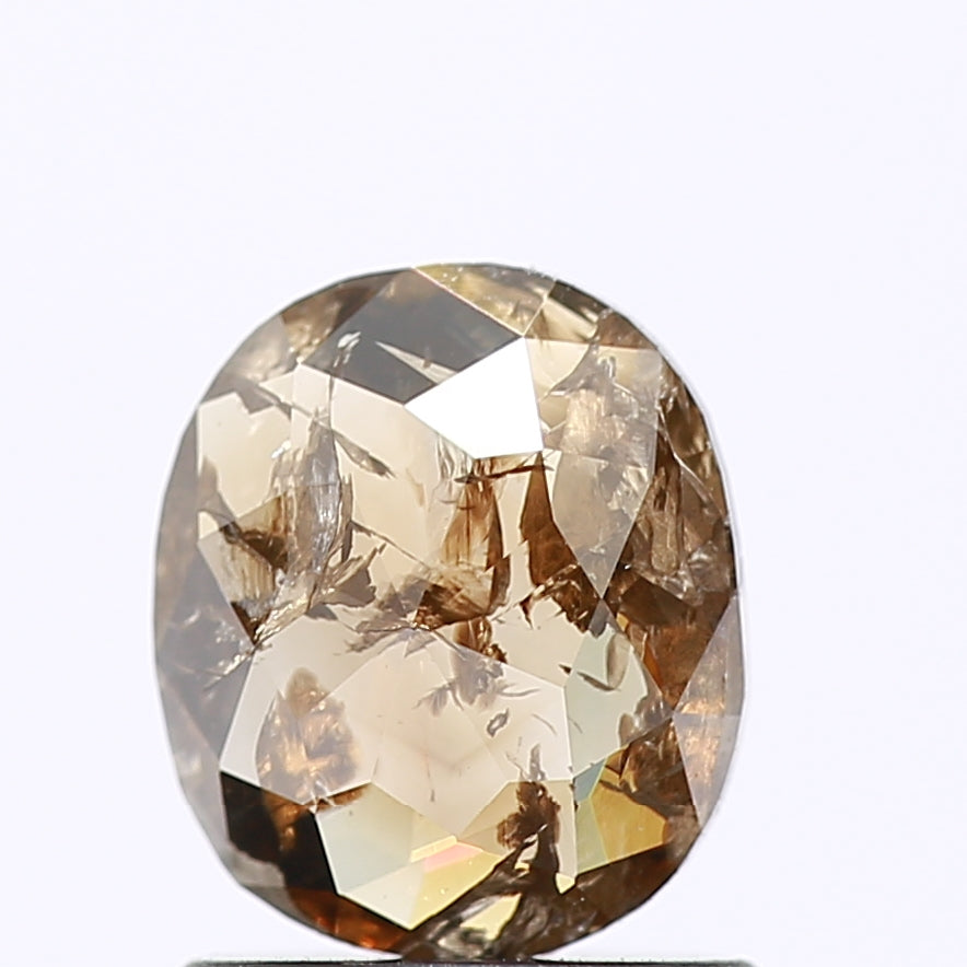 0.63 Carat Fancy Champagne Rose Cut Oval Diamond 6.70 MM