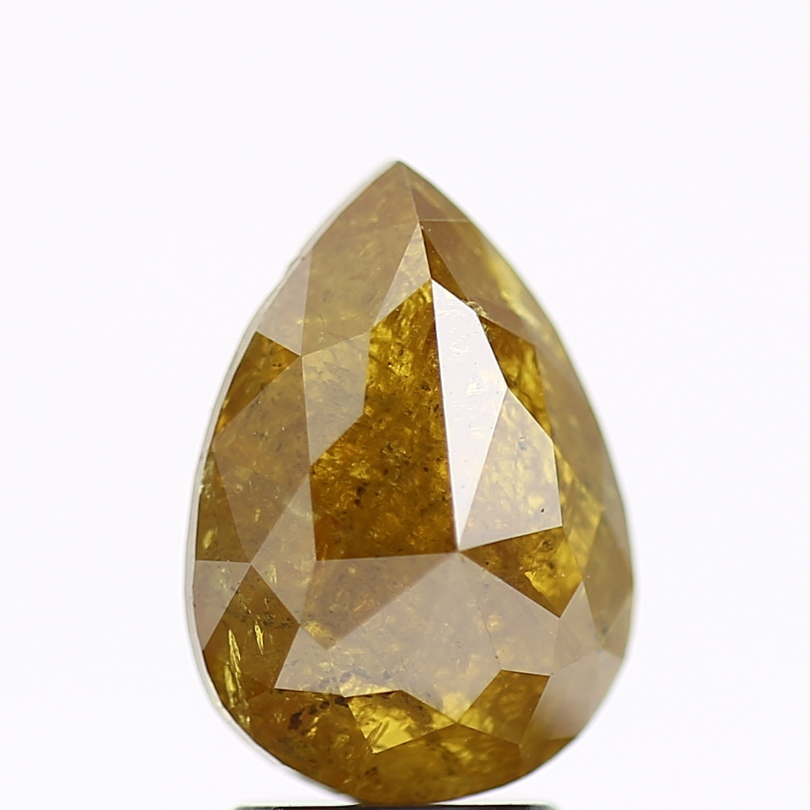 2.74 Carat Natural Yellow Pear Salt and Pepper Diamond 11 MM