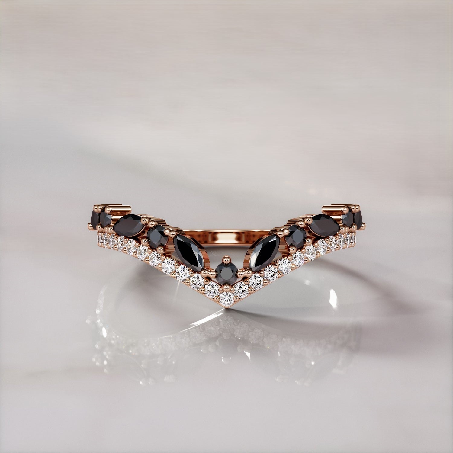 1.20 Carat Marquise Black Diamond Engagement Ring Wedding Band 14K Yellow Gold