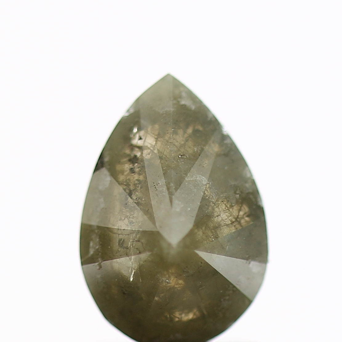 1.09 Carat Natural Green Gray Pear Loose Diamond 8.52 MM