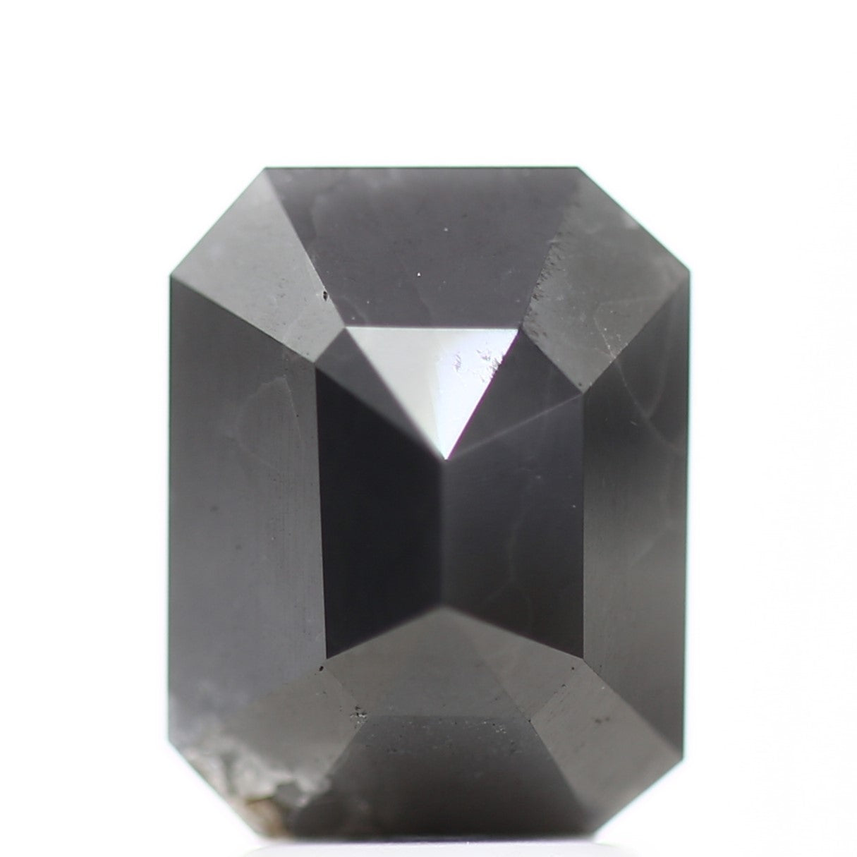 3.31 Carat 9.25 MM Emerald Cut Black Gray Natural Loose Rustic Diamond - Blackdiamond