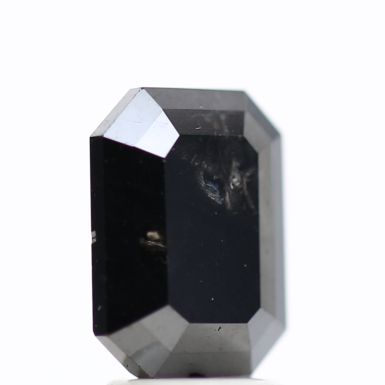 3 Ct Black Emerald Cut Diamond Natural Salt and Pepper Diamond 9.42 MM
