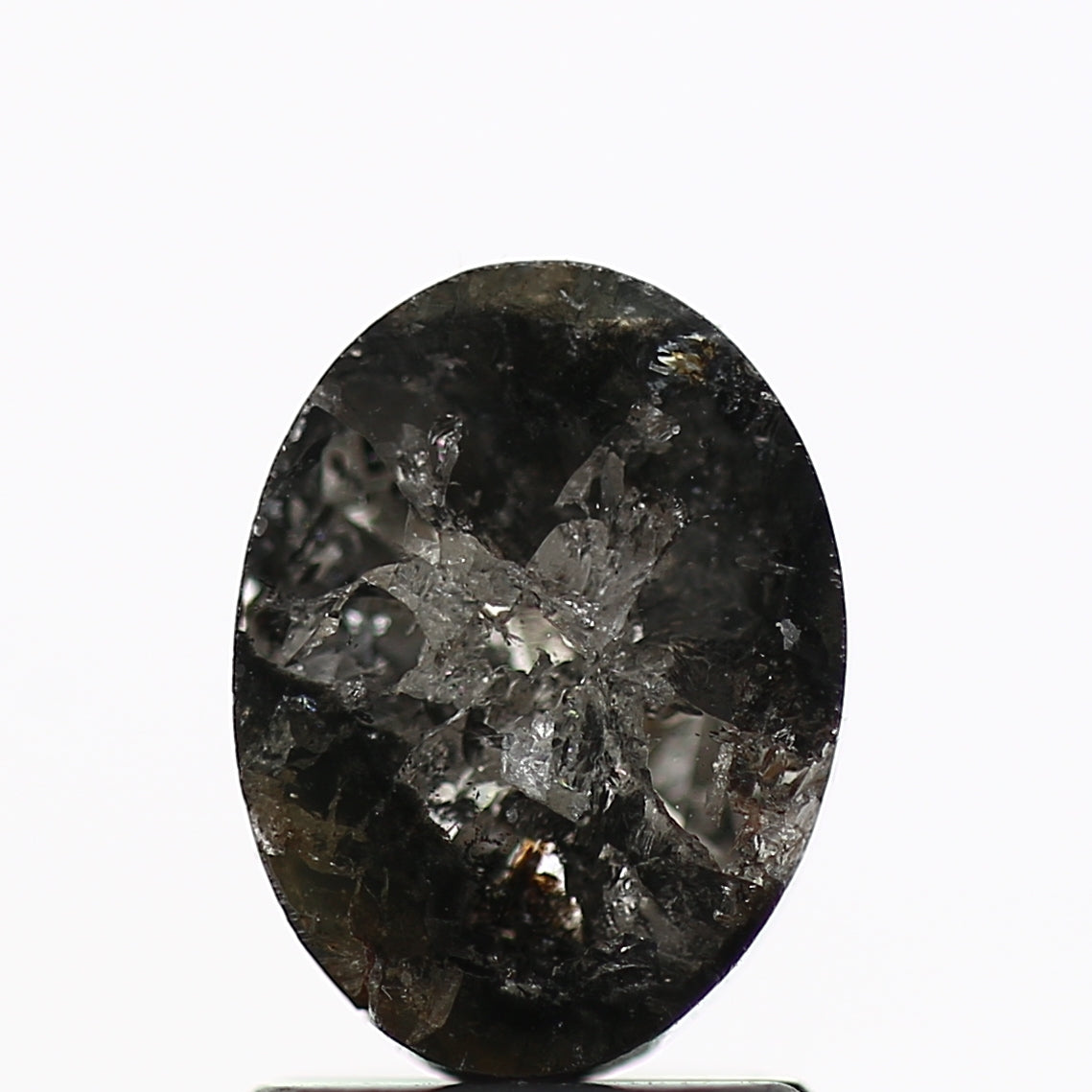 1.41 Carat Oval Natural Black Salt and Pepper Loose Diamond 8.10 MM