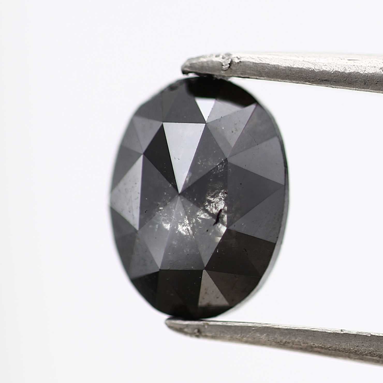 1.45 Carat Fancy Black Oval Shape Salt and Pepper Diamond 8.10 MM